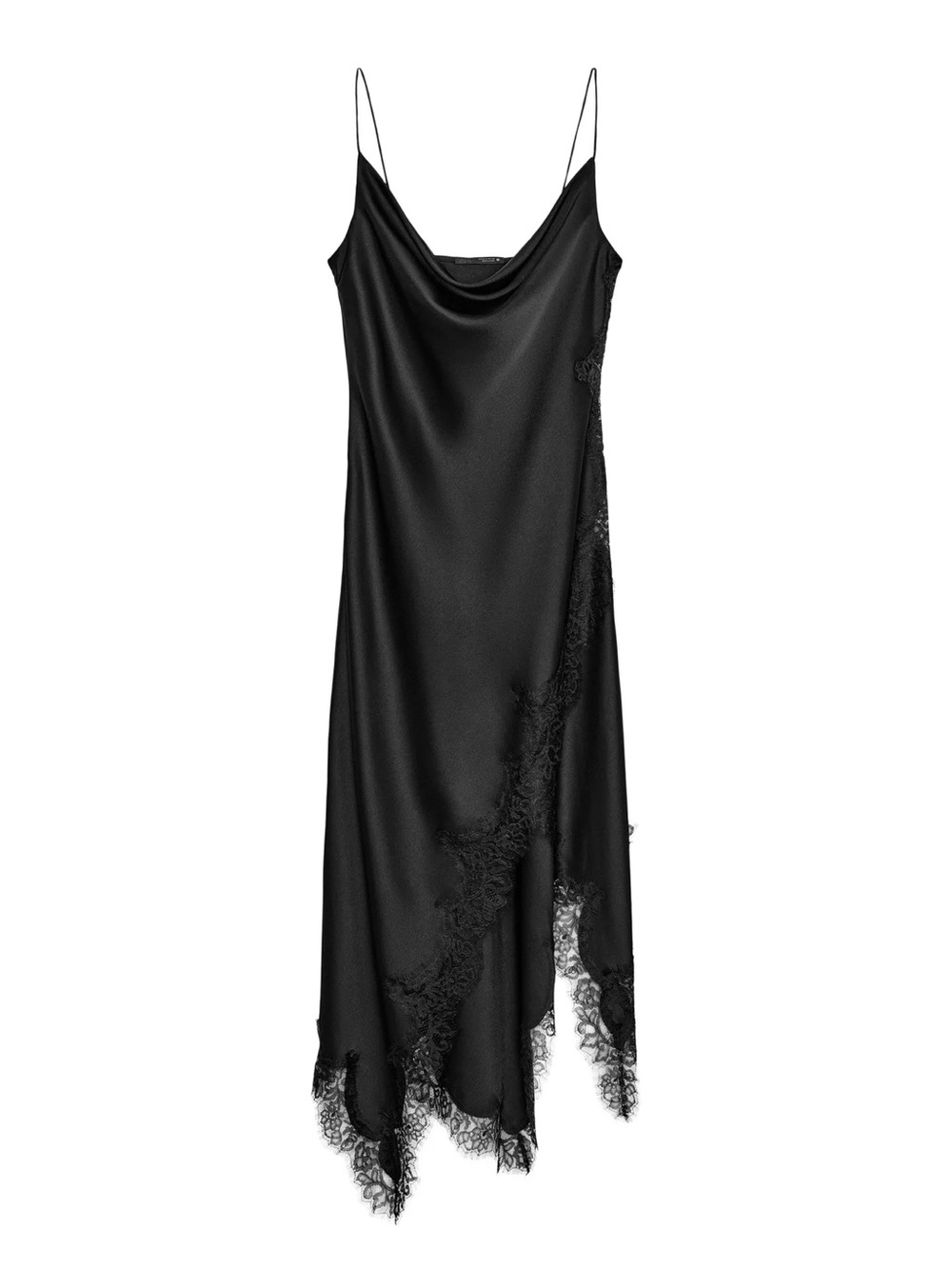 ZARA satin lace black dress